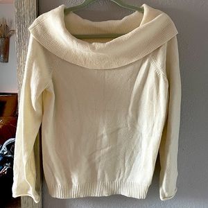 White/cream Anthropology Sweater Off-the-Shoulder